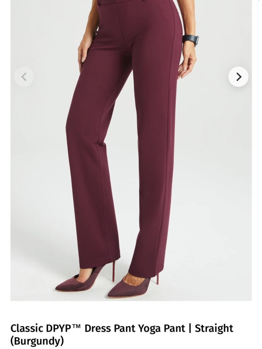 Betabrand Straight-Leg Dress Pants in Burgundy